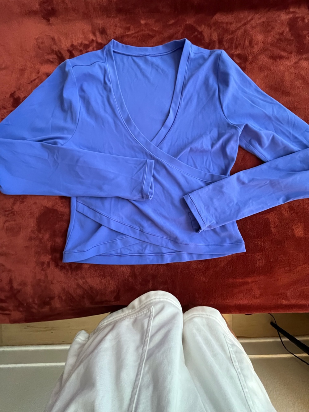 Athleta Long Sleeve Wrap-Style Top in Periwinkle Blue